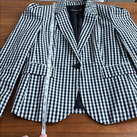 Who What Wear Black White Gingham Check Puff Sleeve Blazer Size Medium - Picture 5 of 8